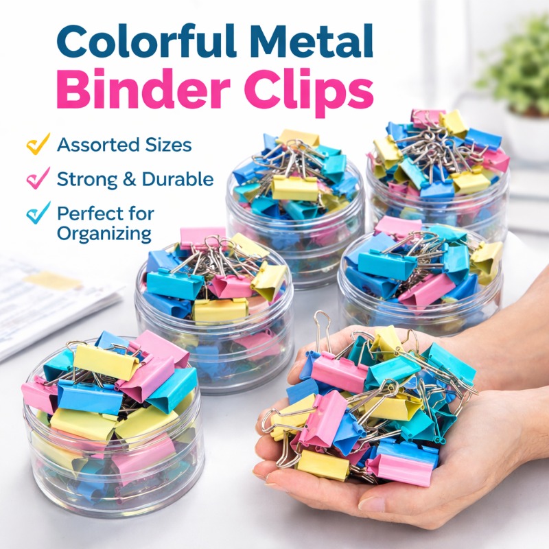 Supply Of Office Stationery - 40 Stück/Set Lange Bunte Metall-Binderklammern, Verschiedene